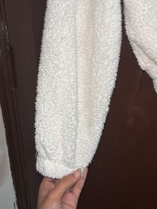 Fluffy White Zip-Up Jacket