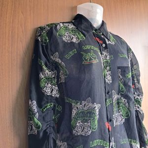 Imported China Printed Black Shirt