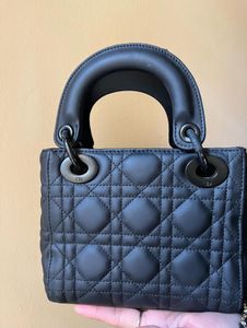 Auth Lady Dior Small Matte Black Bag