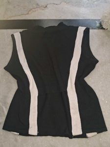 Black Sproty Tank Top With Backless Lace Net