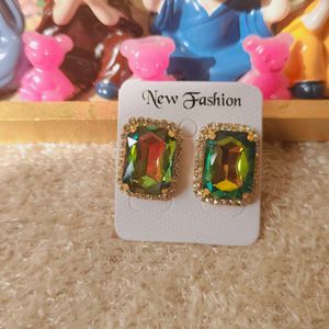 Cherry Drop Earrings and crystal studs