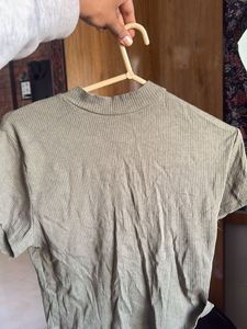 Olive Green Ribbed Crop Top