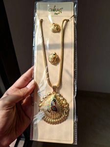 Gold Plated Necklace With Earings