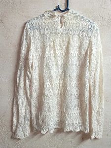 Women&#39;s See-through Lace Top Cream