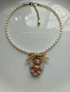 Handmade Retro Style Teddy Bear Pearl Choker