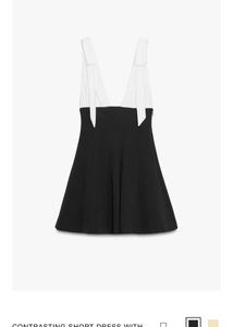 ZARA Contrasting Short Dress With Bows On Straps