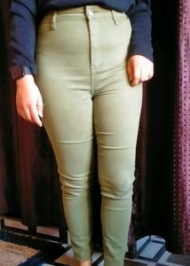 Olive Green High Waist Jeans