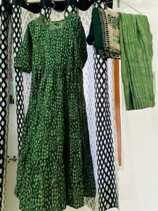 Green Printed Kurta Set