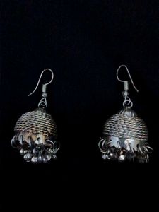 Silver Tone Jhumka Earrings