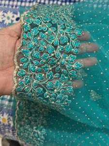 Teal Embellished Dupatta