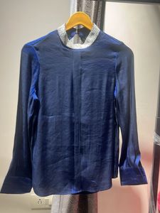 Navy Blue Long Sleeve Blouse