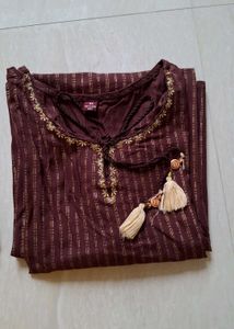Brown Kurta with Golden Thread Embroidery !