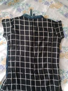 Girls Black Checkered Dress with Jacket