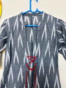 Stylish Grey Ikat Kurta Jacket