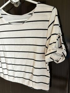 White And Black Stripped Top