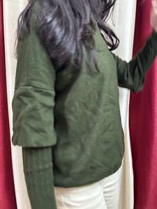 Olive Green Round Neck Sweater