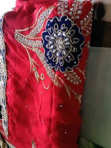 Red Embroidered Saree