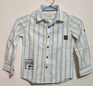 White Shirt Linning Print For Baby Boy 3- 4 Year