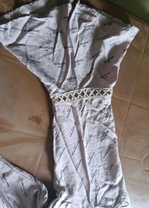 Trendy Women's Top – Balenciaga Print, Lace Detail