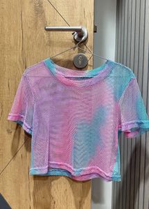 Trendy Tie-Dye Mesh Crop Top