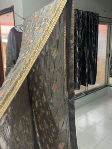 grey umbrella wid full length embroidery dupatta