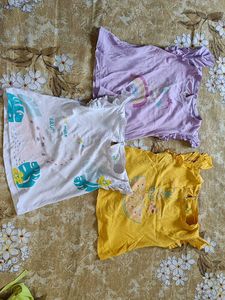 Baby Girls' Colorful Tops (Pack Of 3) For Donation