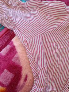 Pink &amp; White Striped Peplum Top