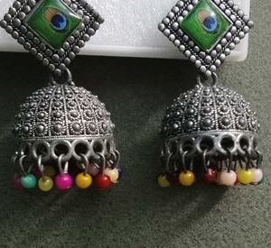Peacock Jhumka Earrings