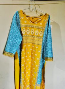 Beautiful Yellow & Blue Kurta -3XL