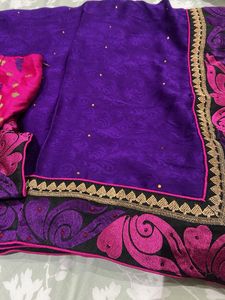 Elegant Purple Saree with Blouse