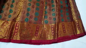 Pure Silk Hand Embroidery &amp; Aari Work Lehenga Set