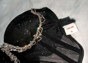 Brand New ( Urbanic)Black Sequined Mesh Corset Top