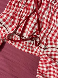 Gingham Puff Sleeve Top