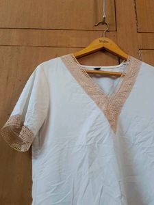 White Top with Lace Trim