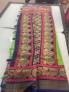 Silk Green And Blue Border Saree