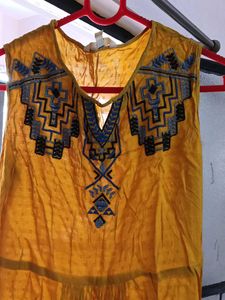 Yellow Sleeveless Embroidered Top