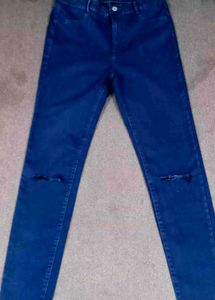 (Zara)Women Stretch Long Leg High Rise Jeans Denim