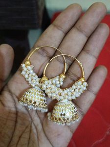 White And Golden Jhumka