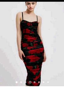 URBANIC BUSTIER MESH MIDI DRESS