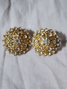 Vintage Rhinestone Floral Clip Earrings