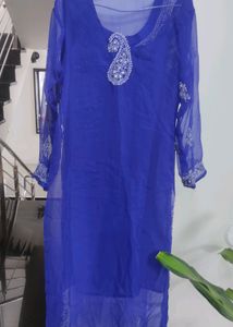 Hand Embroide Chikan Kurti With Peticot