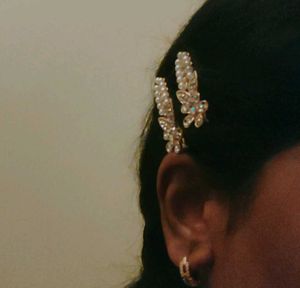 Pearl and Rhinestone Hair Clips