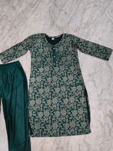 Green Floral Kurta Set