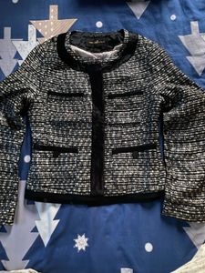 Chic Textured Black & White Jacket