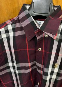 BURBERRY MAROON CHECK SHIRT M(40)