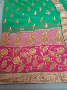 Multi Color Heavy Work Paroot Green Designer