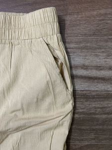 Light Yellow Button-Detail Pants