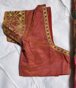 Chanderi Silk Saree With Stictched Blouse