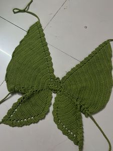 Green Crochet Butterfly Bikini Top