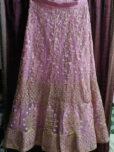 Light Pink Embroidered Netted Anarkali Suit